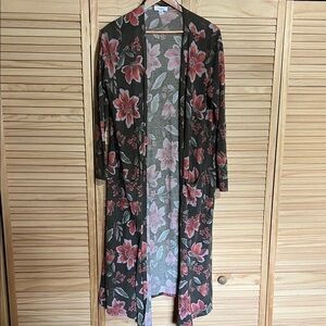 LuLaRoe Floral open full length cardigan sweater large